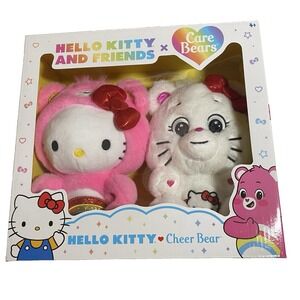 Hello Kitty & Friends Care Bears Cheer Bear 10" Collectible Plush 2Pack Gift New